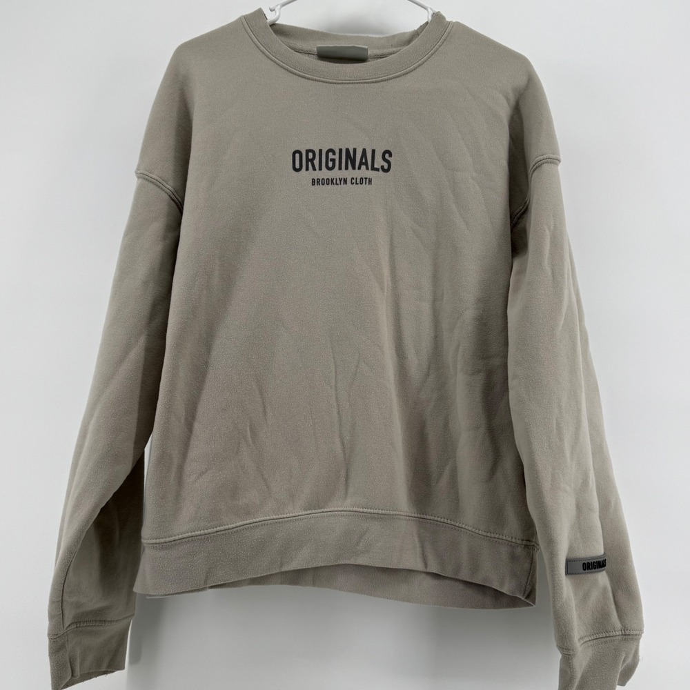 Brooklyn Cloth Originals Sweatshirt Women L Streetwear Relaxed Taupe Long Sleeve